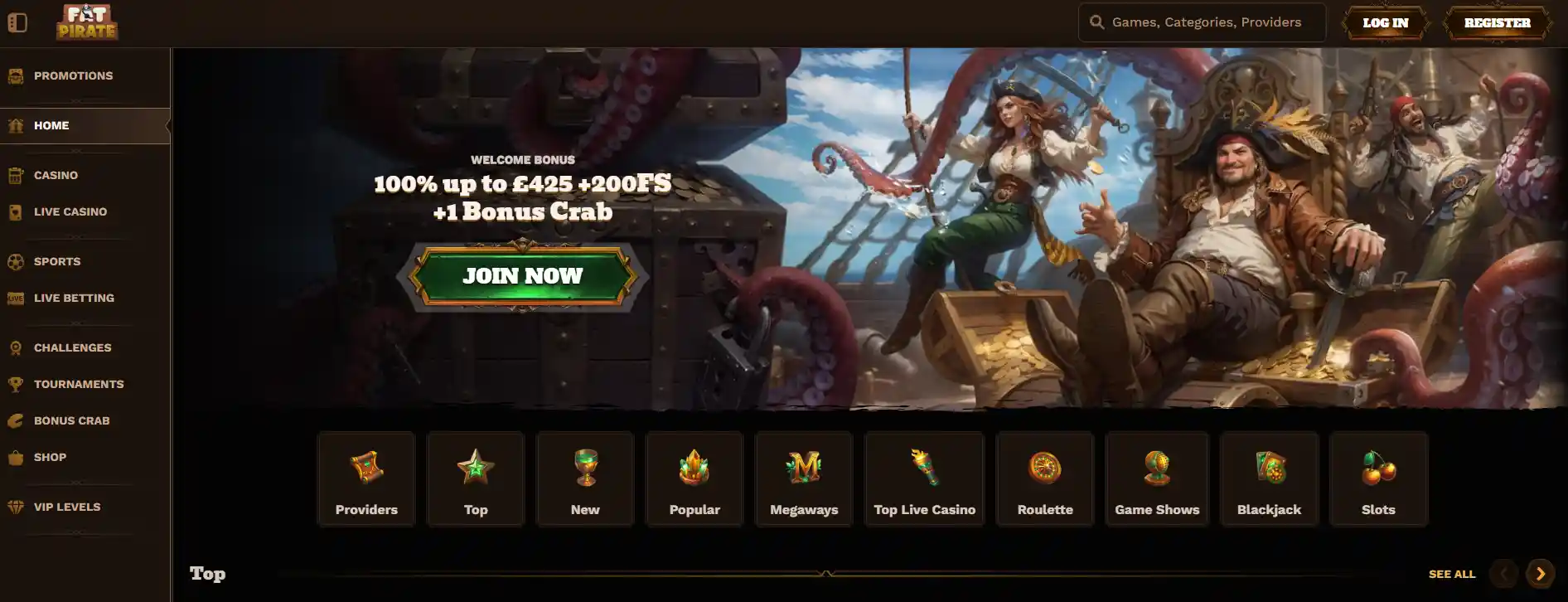 fat pirate main screen